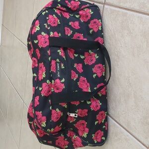 Betsey Johnson Black Bag with Pink Floral Design